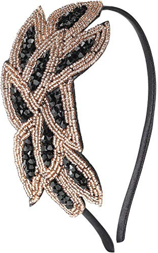 BABEYOND 1920er Stirnband Damen Haarreif Gatsby Kostüm Accessoires 20er Jahre Flapper Haarband Gold Schwarz