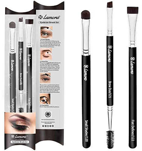 Pinceaux Maquillage Biseauté pour Sourcils Yeux Cil - Set de Brosse pour Application de Fard à Paupières, Pomade, Eyeliner, Gel, Wax