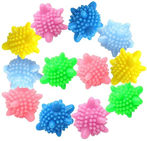Balle de Lavage pour Machine à Laver - Boule de Blanchisserie Réutilisable en Plastique - 12 Pièces, 6cm, Couleurs Aléatoires