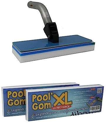 jardiboutique - Brosse avec Tête de Balai Piscine -Pool gom XL Multi-Surfaces + 2 éponges