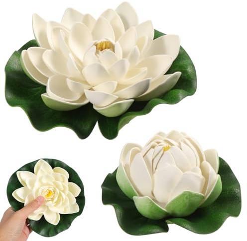 Healifty Artificial Floating Foam Lotus, Simulation Water Plants Ornament Lily Pad for Patio Pond Pool Aquarium Decor 6pcs