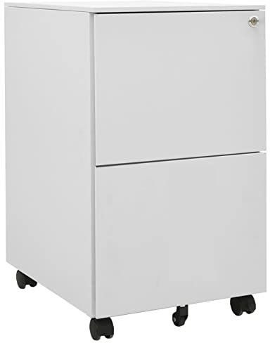 Tidyard Arkivskåp med hjul rullcontainer kontorsbehållare lådskåp kontorsskåp stålskåp stål ljusgrå 39 x 45 x 67 cm