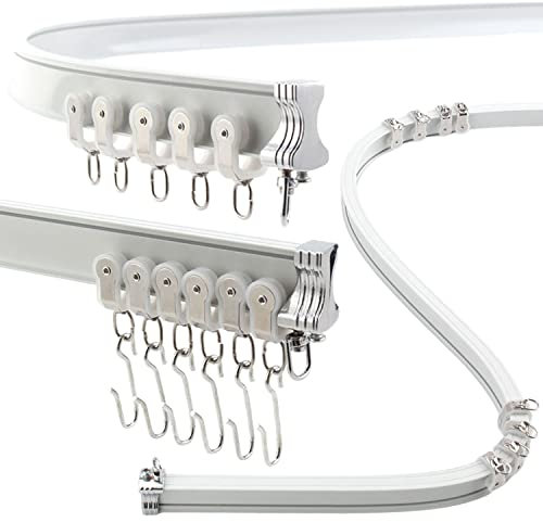 Aluminium Flexible Ceiling Curtain Track 3ft-16.4ft / 5m | Bendable Curtain Rail for Bay Windows & Shower | Heavy Duty Ceiling Mounted Track for Curtains, Room Divider, or Wall Installation