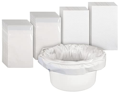 Aidapt Commode Liners with Absorbent Pads,Box of 50 Flat Packed.1000ml Absorbency,Fits Standard Commode Buckets,Biodegradable,Tie Handles,Sanitary,Leak Free,Odour Free,Convenient