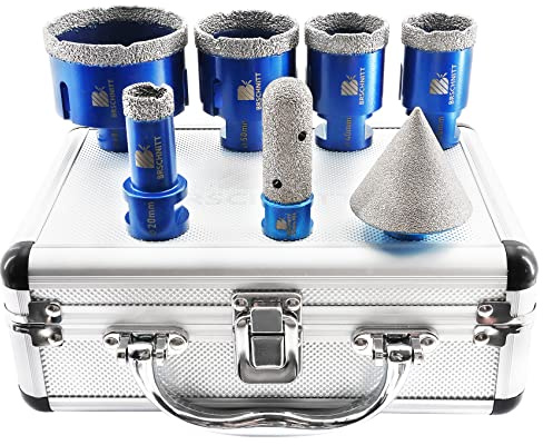 BRSCHNITT Set di punte diamantate per piastrelle, 20/35/40/50/68 mm, frese diamantate da 20 mm e 50 mm
