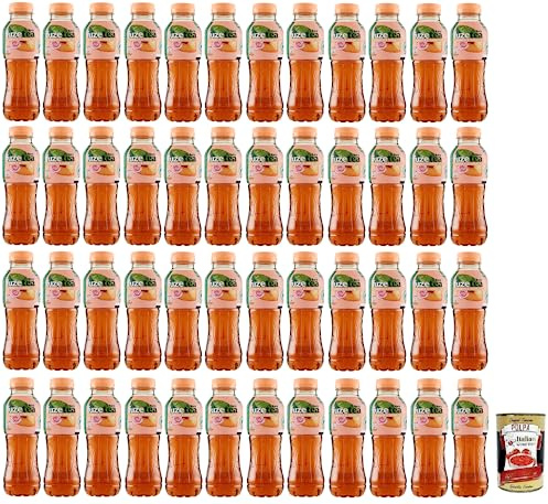 48x FUZE TEA Pesca,Schwarzer Tee Pfirsich- und Rosen Eistee,Erfrischungsgetränk,Alkoholfrei,Einweg-PET-Flasche 400ml + Italian Gourmet Polpa di Pomodoro 400g Dose