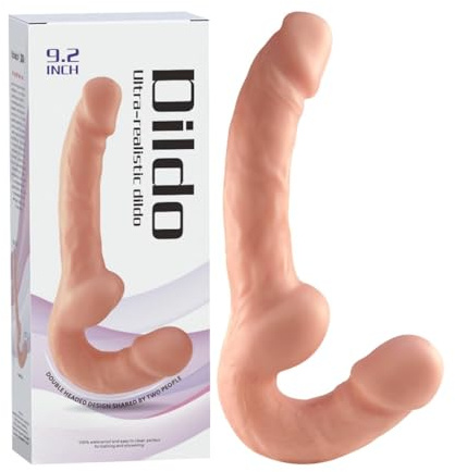 9.2 Realistic Double Ended Dildo - Flexible Silicone Strapless Strap On for Lesbian Couples, Dual Dong for Vaginal & Anal Play, Adult Sex Toys for Women(Flesh)