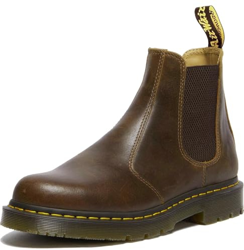 Dr. Martens Unisex 2976 Slip Resistant Chelsea Boots, Dark Tan, Mens 6, Womens 7, Medium