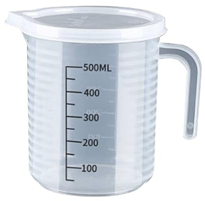Folpus Messbecher mit Griff, Messzylinder, Becher, Küchenutensilien, Becher mit Skala in Lebensmittelqualität für Teeladen, Zuhause, Tee, Milch, Bier, 500 Ml