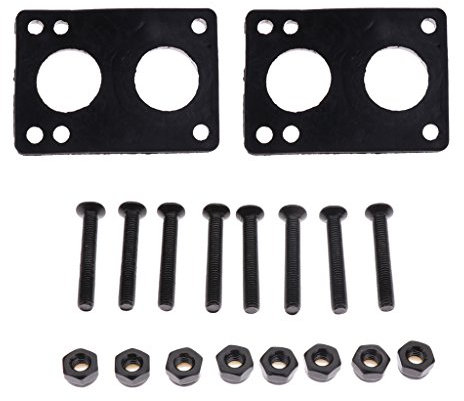 Wdfnexalai Skateboard Shock Riser Pads Longboard Hardware Vis 6mm Pad + clou 35mm Noir