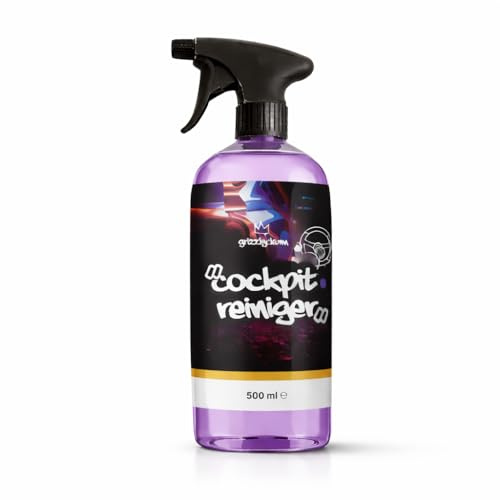 GrizzlyClean Cockpit Reiniger - Auto Innenraum Reiniger für Kunststoff, Lenkrad & Armaturenbrett - Cockpitspray mit Mikrofasertuch - Antistaub & Antifingerprint Effekt (500ml)