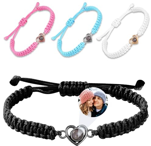 JONZIN Pulsera con Foto Personalizada-Pulseras Personalizadas con Proyección de Imagen,Pulseras Para Parejas,Regalo dia de la Madre para Madre Esposa Dama Amigo (Estilo 3)
