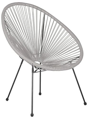 Generico shopbest Poltrona Relax da Giardino in Metallo Effetto Rattan, Design Moderno, 70x71x90 cm (Grigio)
