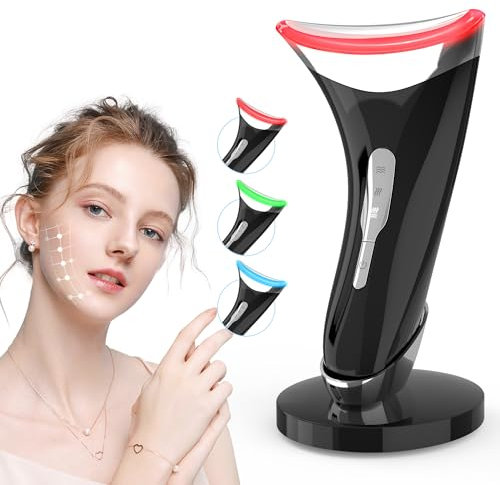 Yeerain Masajeador Facial, Radiofrecuencia Facial de Antiarrugas y Belleza con 3 Modos, 45 ℃ EMS Lifting Para Reafirmar el Cuello y el Rostro