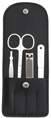 Shirene Set manicure, 4 pezzi in acciaio inox per unghie e cura, set manicure professionale, kit per la cura delle unghie da uomo, set da viaggio con custodia in pelle PU