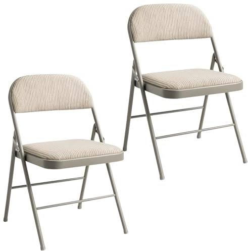 Sakusei Tools Padded Folding Chair with Fabric Cushion – Heavy Duty Metal Frame, Foldable Back Rest Chair for Home Office, Garden, or Computer Desk – Comfortable Cushioned Seat (2)