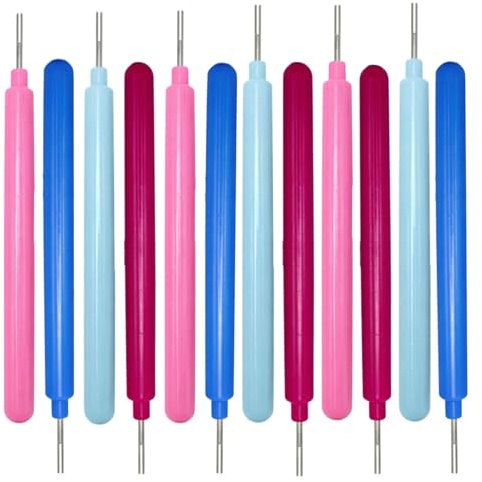 12 Pieces Paper Quilling Tools – 4 Colors Slotted Quill Pen Kit for Rolling and Curling Paper – DIY Art Craft Handmade Quilling Kit for Scrapbooking, Card Making, Paper Crafts and Creative Projects