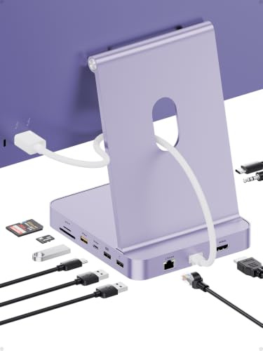 M1/M3/M4 iMac 24 tum USB-C-hubb med 4 TB M.2 NVMe SSD-kabinett | PULWTOP 24-tums iMac USB C-hubb 2021–2024 med 4K HDMI 60 Hz, 2,5 GbE, USB A/C 3.2 10 Gbit/s, SD/TF, audio – lila