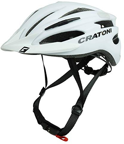 Cratoni Pacer - Fahrradhelm Fahrradhelm Allroundhelm, Weiß Matt - Reflektor, L-XL (58-62cm)