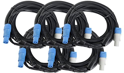 Pronomic Stage PPD-5 Hybridkabel Powerplug/DMX 5x Set - Kombi-Kabel für Stromversorgung und DMX-Signal - Kein Kabelsalat mehr bei der Verbindung zu Lichteffekten - Länge: 5 m - Schwarz