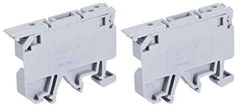 sourcing map 2 Stück DIN Schienenhalterung Sicherungshalter Klemmleisten Schraubentyp grau ASK1/EN
