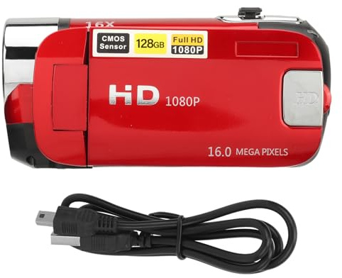 Yusat D90 1080P 16 MP digitalkamera 2,4 tum roterbar skärmvideokamera 16 x zoom HD-videoinspelare med fyllning (röd)