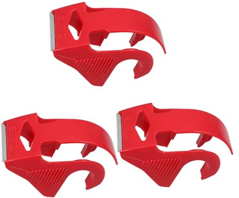 DIYEAH Dispenser 3 Pezzi Portatile da Imballaggio per Nastro Adesivo in Plastica Rossa, Funzionamento Silenzioso per Spedizioni e Traslochi Efficaci