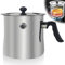 Casserole à lait de 1,5 l avec couvercle, avec sifflet, double paroi avec poignée en bakélite, mijoteuse, marmite, en acier inoxydable, pour gaz, électrique, induction