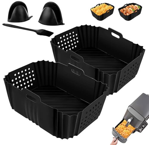 TNOMSNO 2 Stück Airfryer Zubehör für Ninja Double, Airfryer Silikonform für Ninja Double Stack XL SL400EU, Heißluftfritteuse Silikonform für Foodi Max Dual Zone AF400EU AF300EU 7.6 9.5L