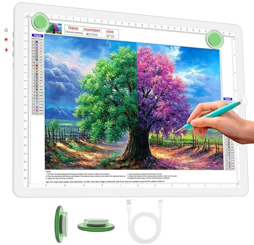 Phylosal Tablette lumineuse LED rechargeable A4 pour peinture au diamant, boîte à lumière magnétique ultra fine pour dessin, tableau lumineux avec bouton latéral, table lumineuse super lumineuse pour