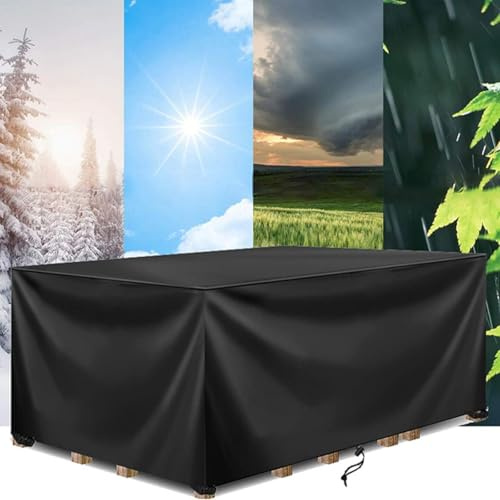 AOFOAE Fundas Muebles Jardin Exterior Impermeable 170x90x80cm/LxWxH Funda Mesa Exterior Impermeable,Resistente Al Viento, Anti-UV, Color Negro, Tela Oxford 420d