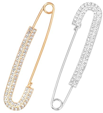 2 broches vintage grandes de metal de imitación de metal elegante con diamantes de imitación para mujeres y niñas, ropa, suéter, camisa, jeans, disfraces, accesorios de decoración