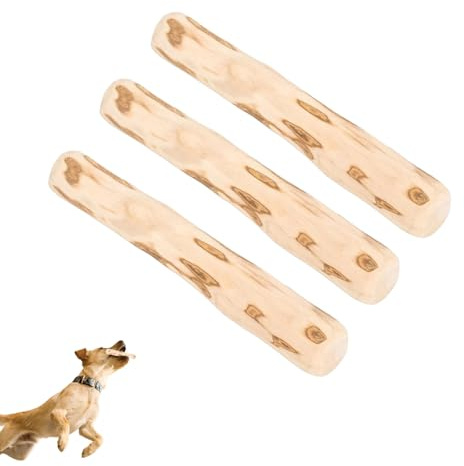 Guanici 3 Piezas Madera Café para Perros Cachorros Limpia los Dientes de Mascotas Barra Abrasiva para Perros Pequeños Medianos Cachorros (Madera Café)