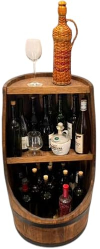 weeco Baril en fût marron élégant en bois, tonneau de vin exclusif avec étagère. Hauteur 80 x 43 cm – Fabricant : bar décoratif vintage pour vin, whisky, bière, gin
