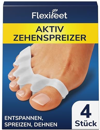FLEXIFEET Toe Separator Gel Toe Spacers 2 Pairs for Overlapping Toes | Silicone toe separators for overlapping toes, bunions and foot realignment, one size fits most adults, BPA free
