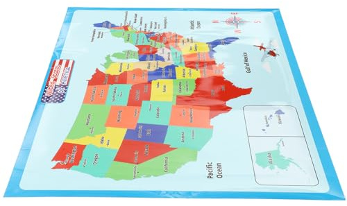 Lurrose Mapa Educativo de Estados Unidos, Póster Infantil Resistente y Didáctico, Tamaño Único, Diseño Colorido para Aula, Guardería y Aprendizaje en Casa, Accesorio Varios estilos