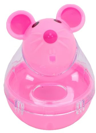 Annadue Interactive Cat Treat Dispenser, Mouse Shape Play Toy for Indoor Kittens, Cat Feed Ball with Treats, Kitten Exercise Toy for Slow Feeder Training (Pink)