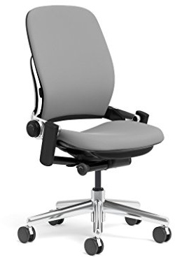 Steelcase Leap Task Chair: Polished Aluminum Base - Armless - No Headrest - Hard Floor Casters