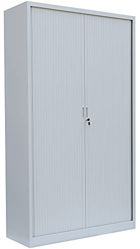 Querrollladenschrank komplett montiert grau 195x100x46cm (HxBxT) Stahl Büro Aktenschrank Rollladenschrank 555150