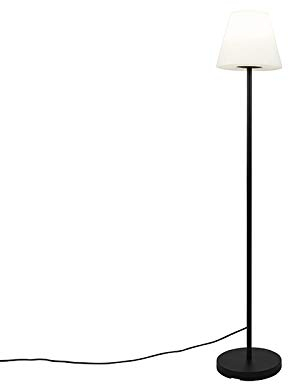 Qazqa - Design Außen Stehlampe schwarz mit weißem Schirm IP65 25 cm - Virginia I Außenbeleuchtung - Stahl Länglich - LED geeignet E27