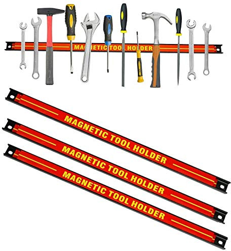 3 barras magnéticas para herramientas, soporte magnético para herramientas, barra de herramientas para montaje en pared, soporte robusto para herramientas, cuchillos y objetos metálicos (3 x 60 cm)