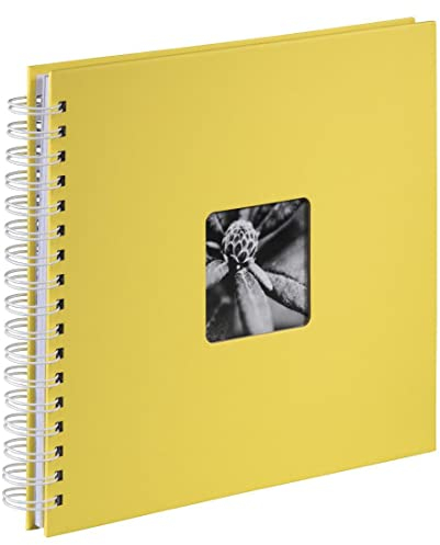 Hama Fotoalbum 28x24 cm (Spiral-Album mit 50 weißen Seiten, Fotobuch mit Pergamin-Trennblättern, Album zum Einkleben und Selbstgestalten) gelb