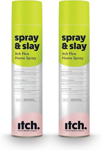 Itch Flea Home Spray - Kills Fleas, Larvae, Eggs and House Dust Mites - Fast Acting - Odourless - 500ml - Pack of 2