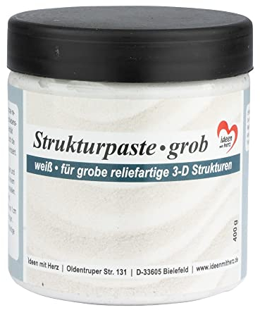 Ideen mit Herz Strukturpaste für reliefartige 3-D Strukturen auf verschiedenen Untergründen | weiß | 400 g (grob)