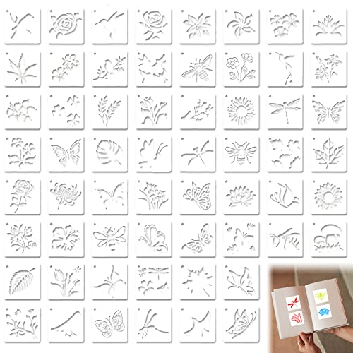 Schablonen Vintage Kinder Malschablonen Wandschablonen Malerschablonen 60 Stück Schablone Blumen Ornament Scrapbook Airbrush Malen Wandgestaltung Stencil Postschablone für Scrapbooking Holzmalerei