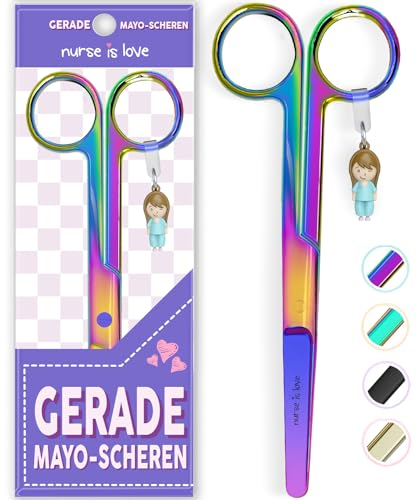 Mayo Ciseaux infirmiere, ciseaux infirmier bout rond | infirmiere accessoires avec motifs uniques à pansement compressif | lames aiguisées inox | idéal trousse de secours