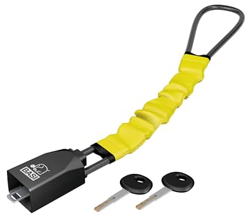 BASI | Lenkradkralle für Auto | Sicherung zur Gurtsteckdose | Gurtschloss Diebstahlsicherung | Lenkradschloss Wegfahrsperre universell für PKW LKW | 2 Schlüssel