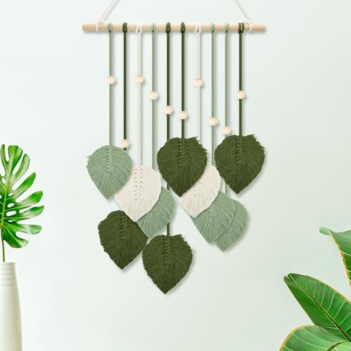 Heveer Tenture Murale en Macramé Tapisserie Murale en Macramé Faite à La Main Décoration Murale Chic pour Salon Chambre à Coucher Appartement 40 * 62 cm