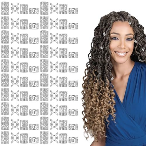 Molain 120 Stück Gold-Haarschmuck für Zöpfe, haarschmuck gold, Haar-Dreadlock Zubehör, Verstellbare Haarperlen für Damen, Herren, Mädchen und Jungen, Piraten Haarschmuck für Zöpfe, Haarspiralen Clips