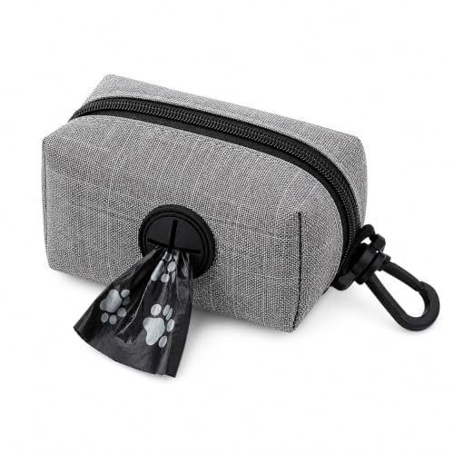 Dog Poop Bag Holder Dog Waste Bag Holders Dog Poop Bag Dispenser with Hook Clip Portable Dog Poop Bags Holder Waste Bag Dispenser for Pet Lover Walking, Running or Hiking. (Gray)